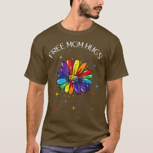 T-shirt Free Mom Hugs Rainbow Sunflower LGBT Pride Mois