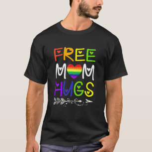 T-shirt Free Mom Hugs T Rainbow Heart LGBT Pride Mois