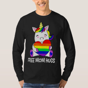 T-shirt Free Mom Hugs Unicorn Rainobow Gay Lgbt Pride Mon