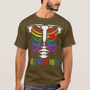 T-shirt Free Mom Hugues Skeleton Rainbow Lesbian Lesbian G