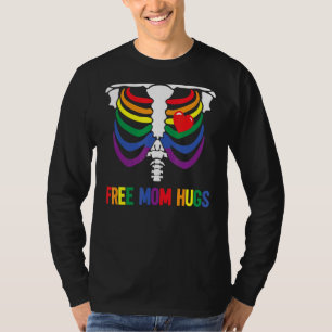 T-shirt Free Mom Hugues Skeleton Rainbow Lgbt Mom Lesbian 