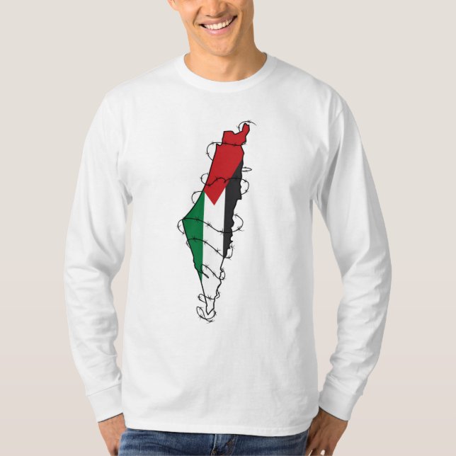T-shirt Free Palestine Barbared Wire Map Liberté palestini (Devant)