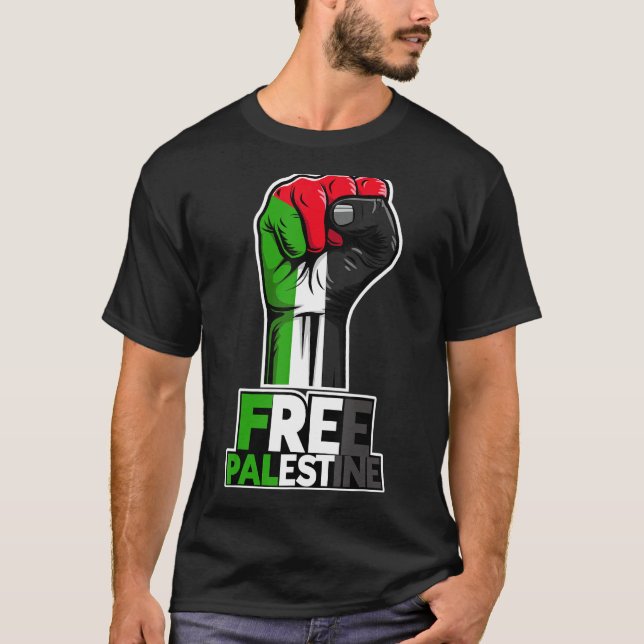 T-shirt Free Palestine Flag of Palestine Palestinian fist  (Devant)