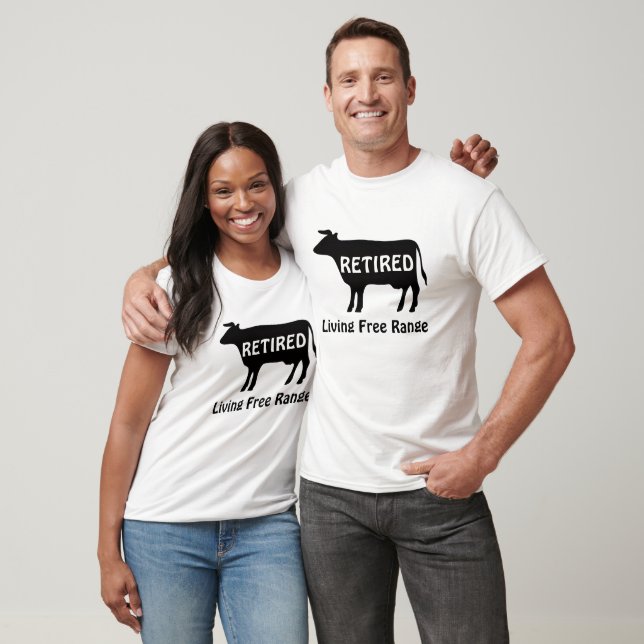 T-shirt Free Range Living Funny Cow Retirement (Unisexe)