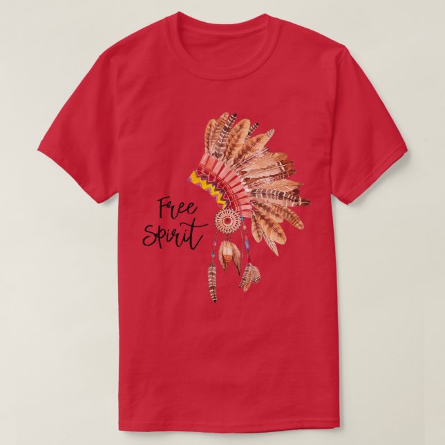 T-shirt Free Spirit Native American Feather Headdress (Design devant)
