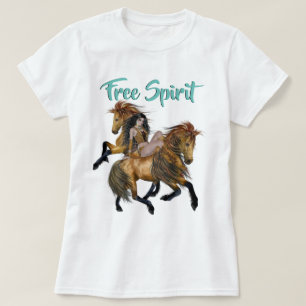 T-shirt Free Spirit Native American Princess et Stallions