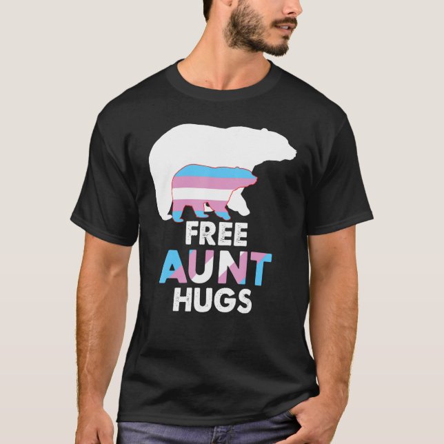 T-shirt Free Tante Hugs Transgenre Rainbow Bear LGBT Pride (Devant)