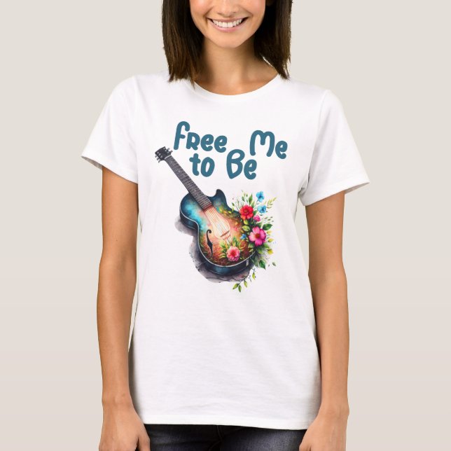 T-shirt Free to Be Me Floral Guitare (Devant)