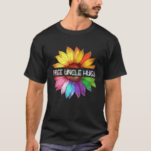 T-shirt Free Uncle Hugs LGBTQ LGBT Pride Daisy Rainbow Flo