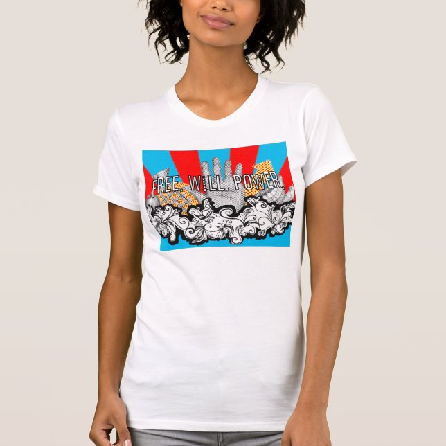T-shirt free.will.power : chemise de dames de Justin (Devant)