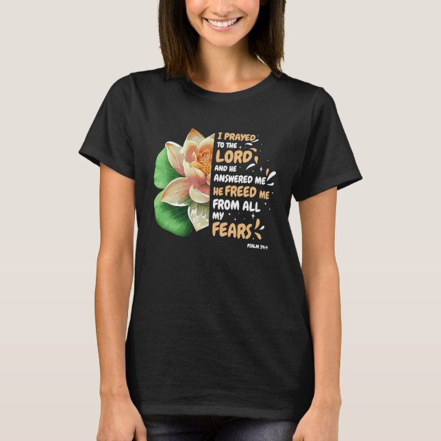 T-shirt Freed Me From Fear Water Lilly Flower Bible Verse  (Devant)