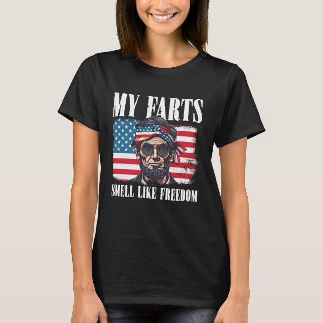 T-shirt Freedom American Flag 4th Of July Independence Abe (Devant)