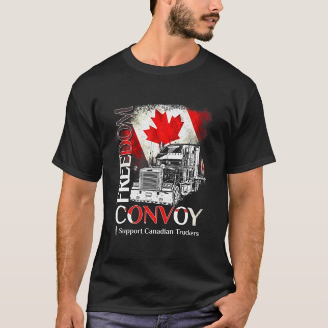 T-shirt Freedom Convoy 2022 I Support Canadian Truckers Ca (Devant)