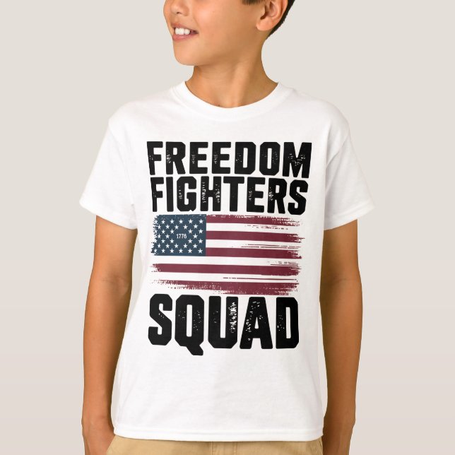 T-shirt Freedom Fighters Squad 1776 Drapeau USA Independen (Devant)