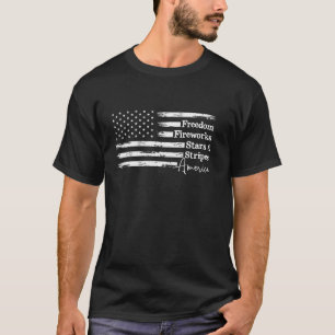 T-shirt Freedom Fireworks Stars Stripes 4th July America U