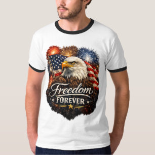 T-shirt Freedom Forever – Aigle américain réaliste 4 juill
