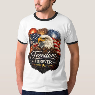 T-shirt Freedom Forever – Aigle américain réaliste 4 juill