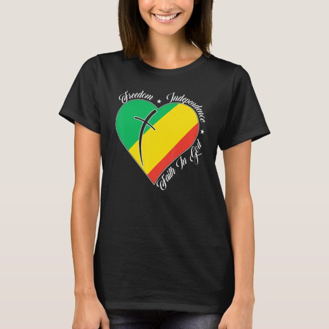 T-shirt Freedom Independence Faith In God  Christian Congo (Devant)