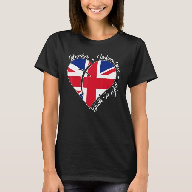 T-shirt Freedom Independence Faith In God  Christian Engla (Devant)