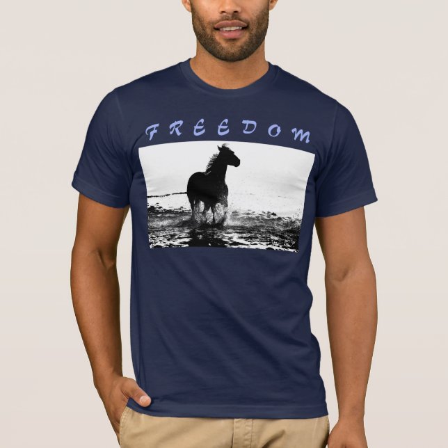 T-shirt Freedom Modern Running Horse Pop Art Hommes (Devant)