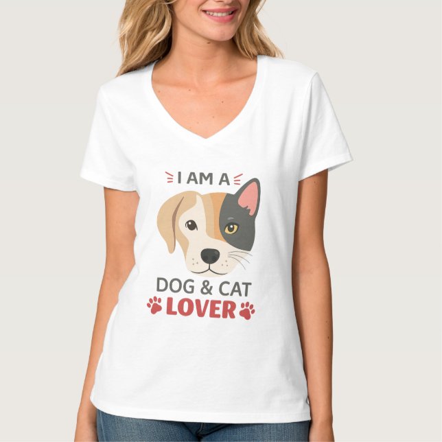 T-shirt Freefit I AM A Dog & Amoureux des chats Women’s Ba (Devant)