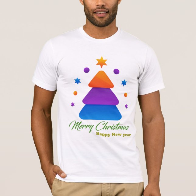T-shirt Freefit Joyeux Noël Arbre Bella+Canvas Tee (Devant)