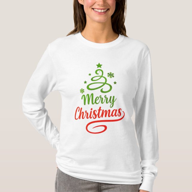 T-shirt Freefit Merry Christmas Long Sleeve Tee | Unisex B (Devant)