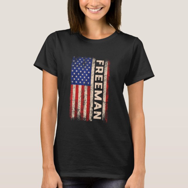 T-shirt Freeman Nom Chemise Freeman Nom drapeau américain (Devant)