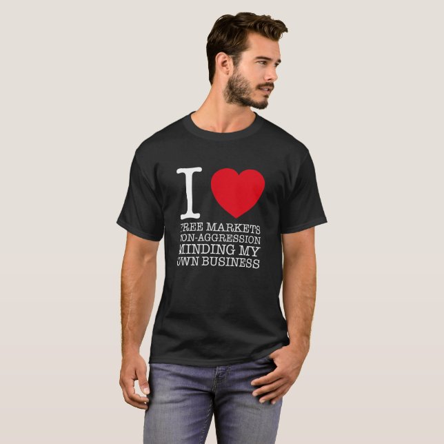 T-shirt freemarkets libertaires d'amour de la chemise I (Devant entier)