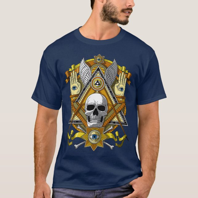 T-shirt Freemason du crâne maçonnique Illuminati Esotériqu (Devant)