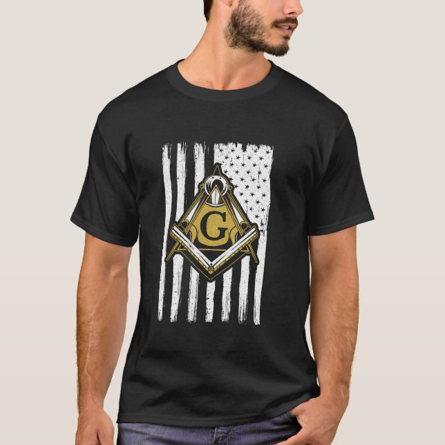 T-shirt Freemason Masonic Fraternal Freemasoney USA Drapea (Devant)