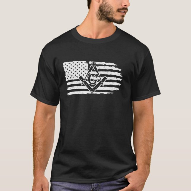 T-shirt Freemason Masonic Fraternal Freemasoney USA Drapea (Devant)