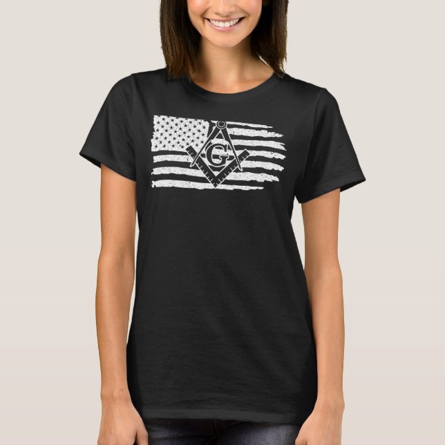 T-shirt Freemason Masonic Fraternal Freemasoney USA Drapea (Devant)