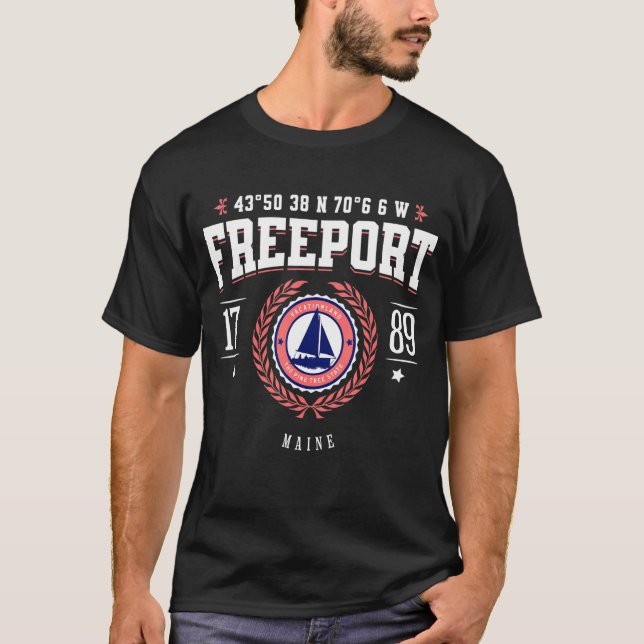 T-shirt Freeport Maine Nautique Voilier Plage Souvenir (Devant)