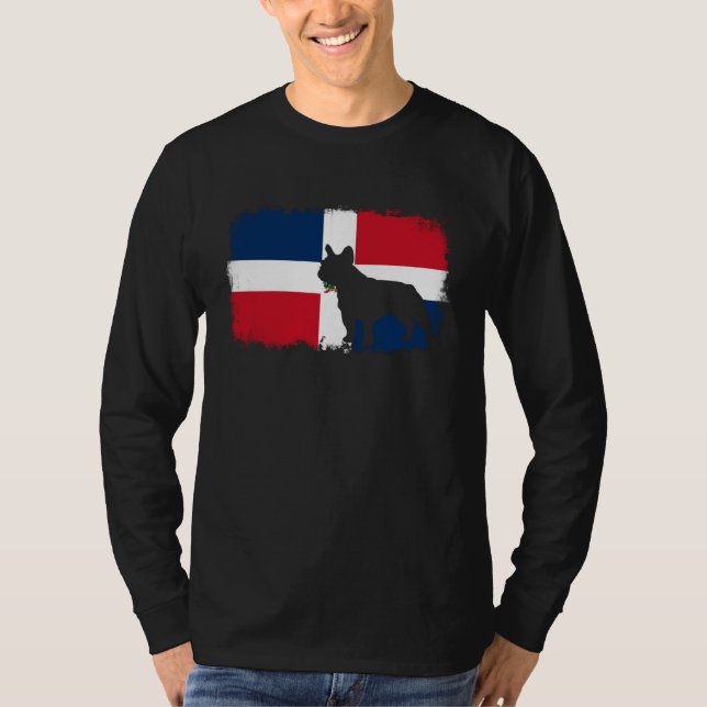 T-shirt French bull dog Dominican Republic flag frenchies  (Devant)