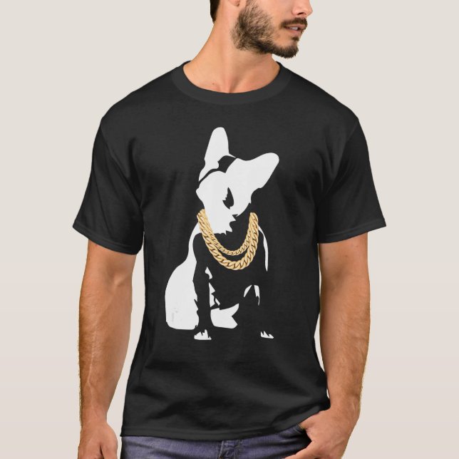 T-shirt French Bulldog Avec Collier Or Français Avec Go (Devant)