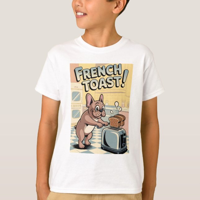 T-shirt French Bulldog Breakfast Cartoon Art (Devant)