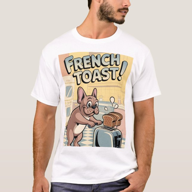 T-shirt French Bulldog Breakfast Cartoon Art (Devant)