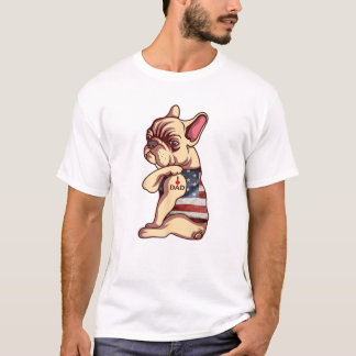T-shirt French Bulldog Chien Tatouage J'aime Papa Drôle Pè