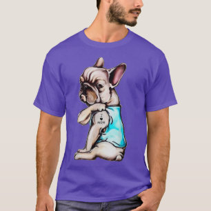 T-shirt French bulldog Chien Tattoo I Love Maman's Day 