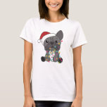 T-shirt French Bulldog Christmas Snow Winter Animals<br><div class="desc">The French bulldog to softness with fair lights. Funny animals with gifts and snow to the holidays. Also funny for Christmas in July. Dogs are sweet animals and perfect for Christmas.</div>