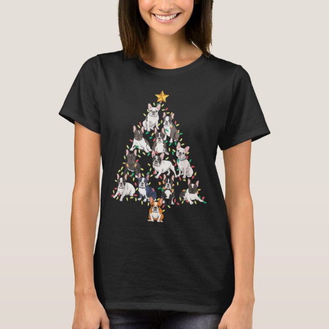T-shirt French Bulldog Christmas Tree Frenchie Dog Xmas Pa (Devant)