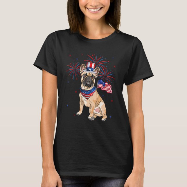 T-shirt French Bulldog Costume American Flag 4th Of July F (Devant)