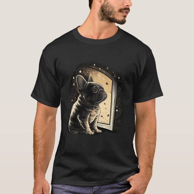 T-shirt French Bulldog Cute Frenchie Dog at Night (Devant)