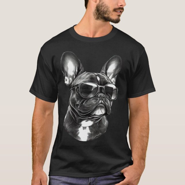 T-shirt French Bulldog Cute Frenchie Wearing Sunglasses (Devant)