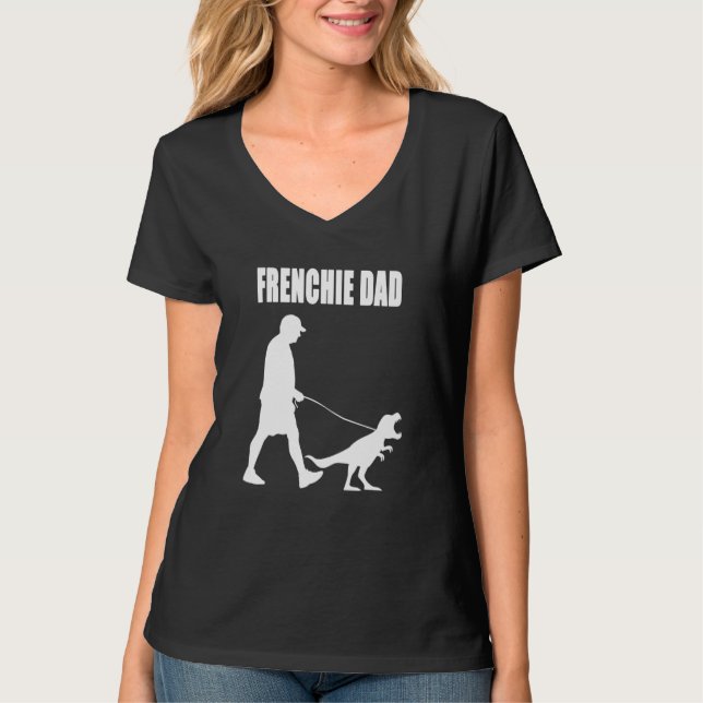T-shirt French Bulldog Dad Trex Dinosaur Frenchie Dog Owen (Devant)