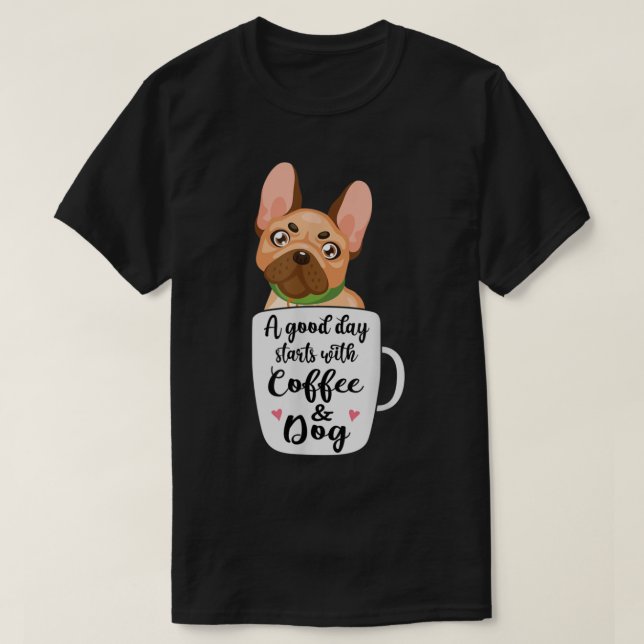 T-shirt French Bulldog dans une tasse de café maman chien (Design devant)