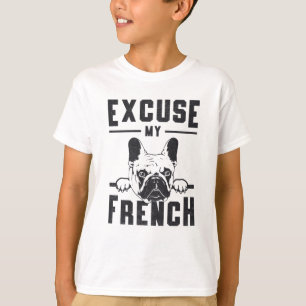 T-shirt French Bulldog Excuse My French Vintage Funny Cade