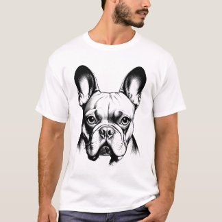 T-shirt French Bulldog Frenchie Pencil Sketch Art