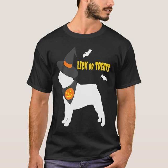 T-shirt French Bulldog Happy Halloween Pumpkin Witch Frenc (Devant)